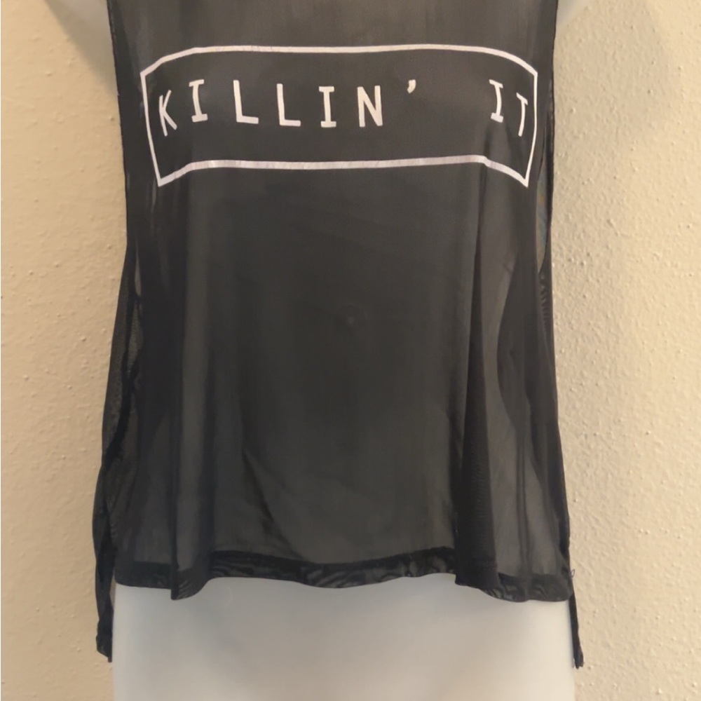 Love Culture See through Black Crop Tank Top